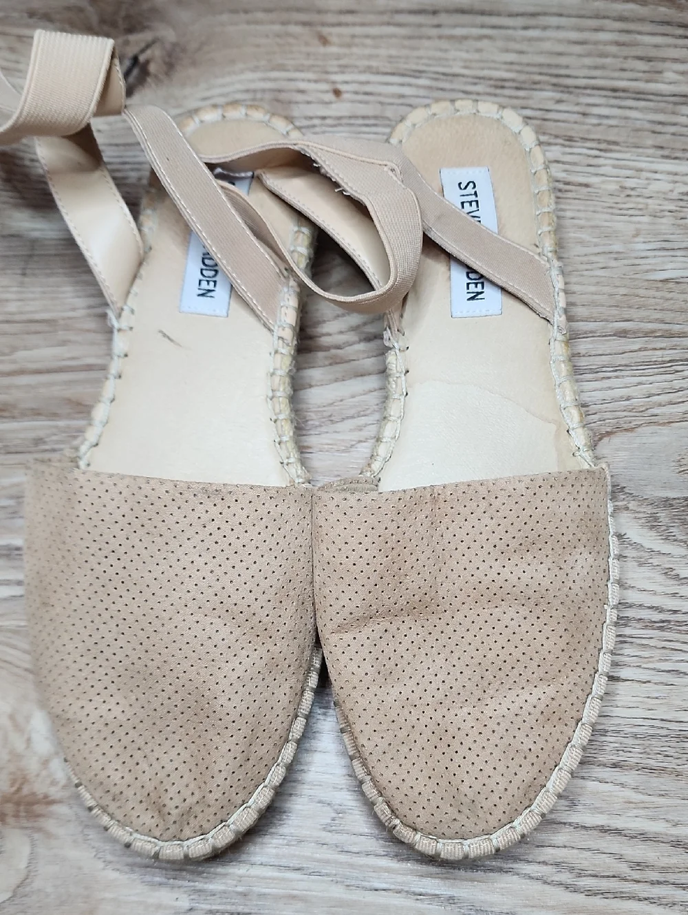 Steve Madden Merlene Strappy Elastic Ankle Wrap Espadrille Tan  Sandals